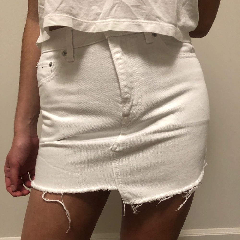 Aritzia -> TNA white denim skirt